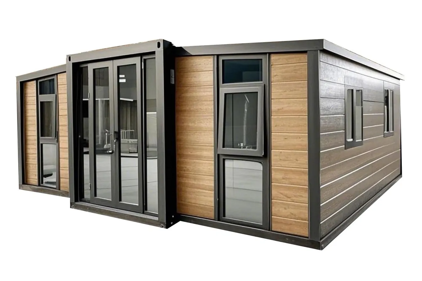 Modern expandable prefab container home, fully deployed